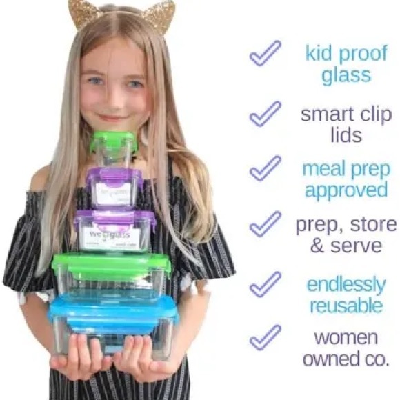 2-4pks Reusable 5 oz glass containers with lockable lids. Leakproof, freezersafe - Picture 6 of 8